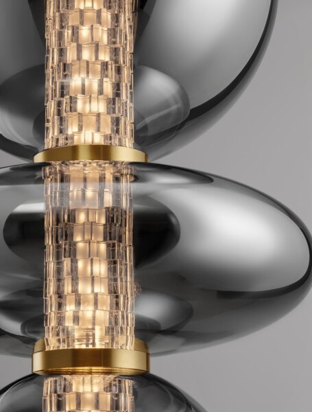 LED Pendelleuchte rund Ø 26 cm in Gold Grau höhenverstellbar