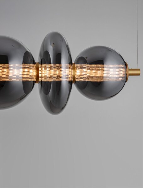 LED Hängelampe in Gold Grau dimmbar Rauchglas 6 flammig