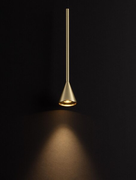 LED Pendelleuchte schmal Ø 6 cm in Schwarz Gold dimmbar