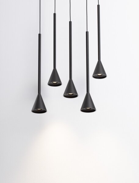 LED Hängelampe 36 cm breit Schwarz dimmbar höhenverstellbar