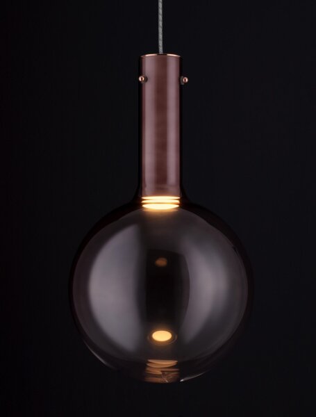 LED Pendelleuchte rund Ø 25 cm Weiß Braun dimmbar warmweiß