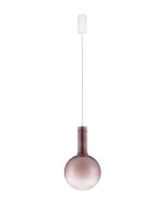 LED Pendelleuchte rund &Oslash; 25 cm Wei&szlig; Braun dimmbar warmwei&szlig;