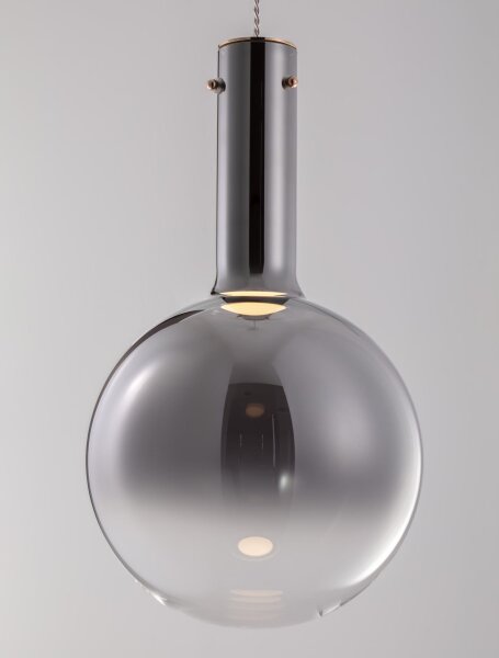 LED Hängelampe Weiß Grau Ø 25 cm dimmbar Rauchglas Metall
