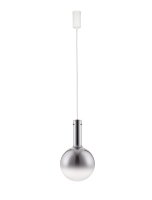 LED H&auml;ngelampe Wei&szlig; Grau &Oslash; 25 cm dimmbar Rauchglas Metall