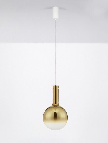 LED Hängeleuchte in Weiß Gold Ø 25 cm dimmbar Glas Metall