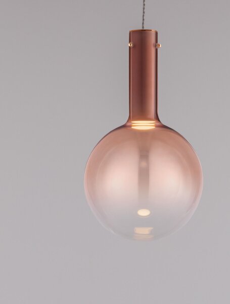 LED Pendelleuchte Glas Metall Weiß Rosa Ø 25 cm dimmbar rund