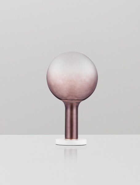 LED Tischleuchte dimmbar Weiß Braun 36 cm Glas Metall rund