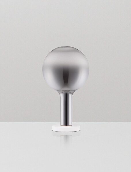 LED Tischlampe 36 cm dimmbar Weiß Grau Rauchglas Metall