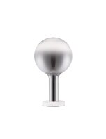 LED Tischlampe 36 cm dimmbar Wei&szlig; Grau Rauchglas Metall