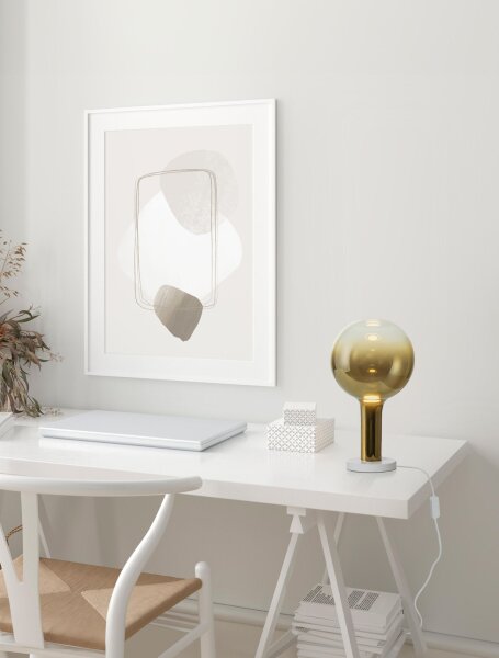 LED Tischleuchte in Gold Weiß 36 cm dimmbar Glas Metall rund