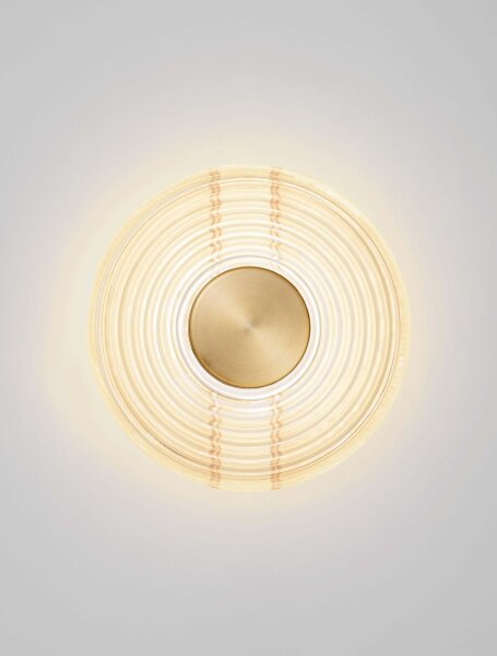 LED Wandleuchte in Gold 30 cm breit Glas rund warmweiß MERYL