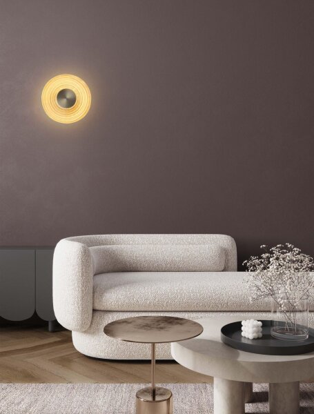 LED Wandleuchte in Gold 30 cm breit Glas rund warmweiß MERYL
