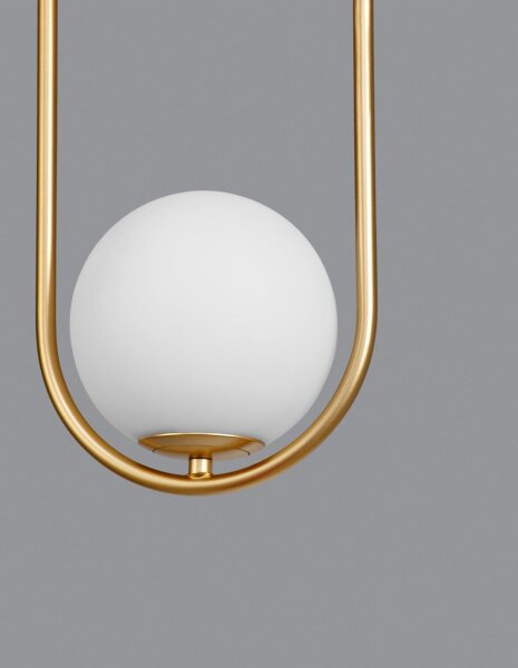 Pendelleuchte rund G9 20 x 15 cm in Gold Weiß Glas Metall