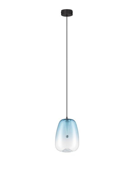 LED Pendelleuchte rund Ø 16 cm Schwarz Blau höhenverstellbar