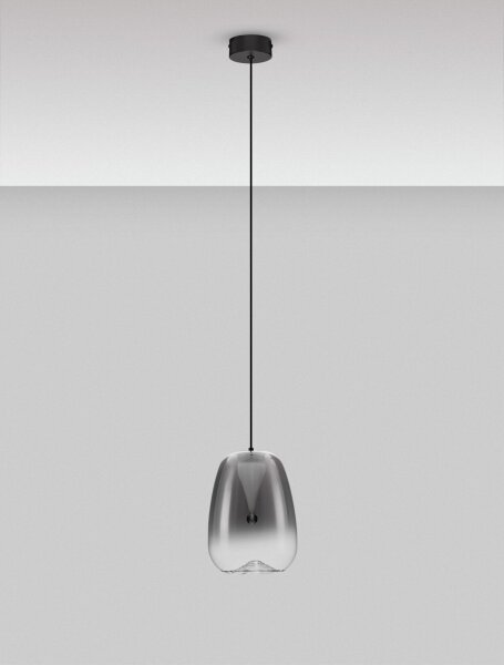 LED Hängelampe Schwarz Ø 16 cm Rauchglas rund warmweiß