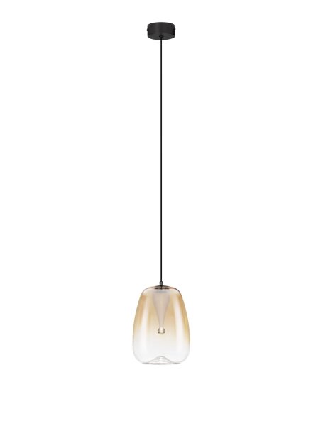 LED Hängeleuchte Schwarz Amber Ø 16 cm höhenverstellbar rund