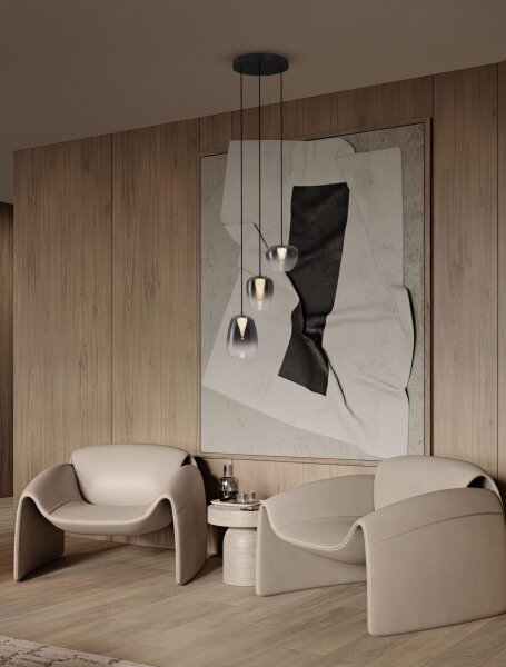 LED Hängelampe 41 cm breit Schwarz höhenverstellbar warmweiß