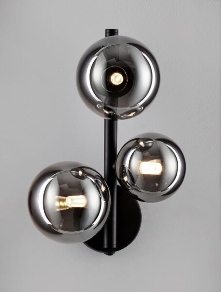 Wandleuchte Schwarz Grau 32 cm hoch G9 Rauchglas Metall