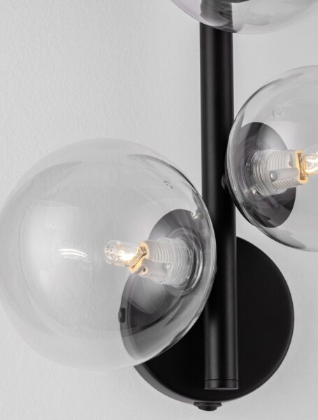 Wandlampe Schwarz 32 cm hoch G9 Klarglas Metall rund MORGAN