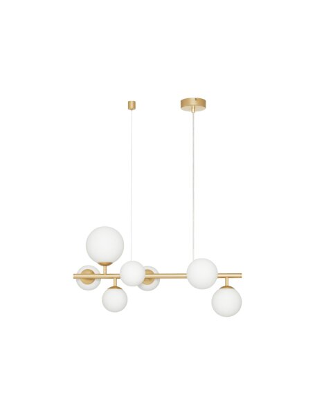 Pendelleuchte 65 cm lang G9 in Gold Weiß höhenverstellbar