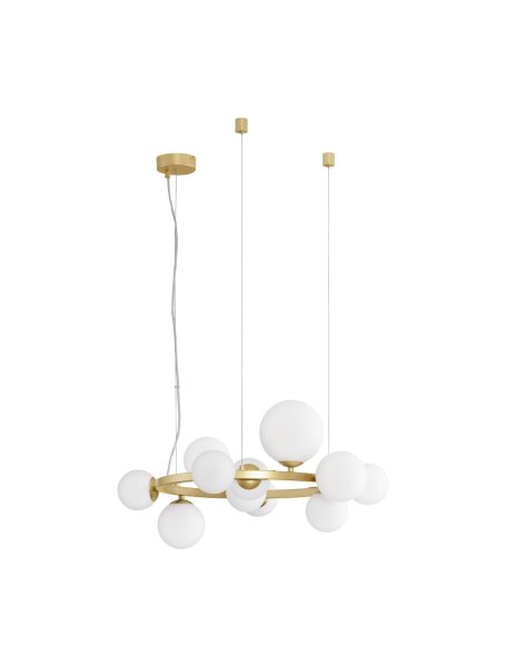 Pendelleuchte rund in Gold Weiß 65 x 53 cm G9 Glas Metall