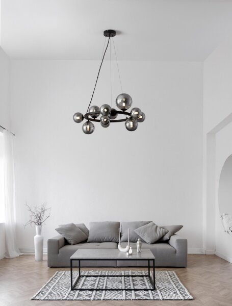 Hängelampe Ø 65 cm G9 Schwarz Grau höhenverstellbar MORGAN
