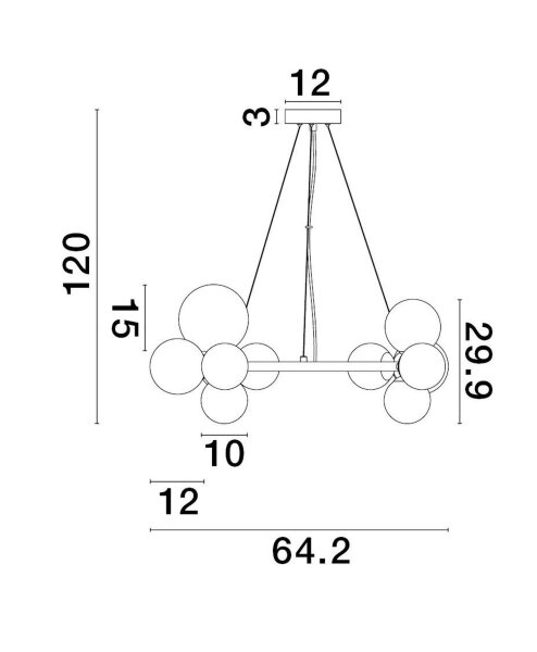 Hängelampe Ø 65 cm G9 Schwarz Grau höhenverstellbar MORGAN