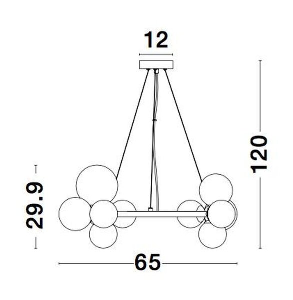 Runde Hängeleuchte Schwarz G9 Ø 65 cm Klarglas Metall Kugel