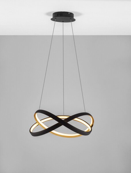 LED Pendelleuchte in Schwarz Gold Ø 50 cm dimmbar Design