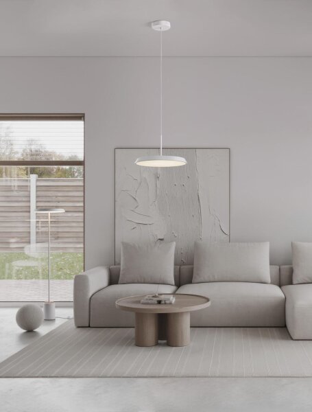 LED Hängeleuchte Weiß Ø 40 cm rund warmweiß NEOMA Aluminium