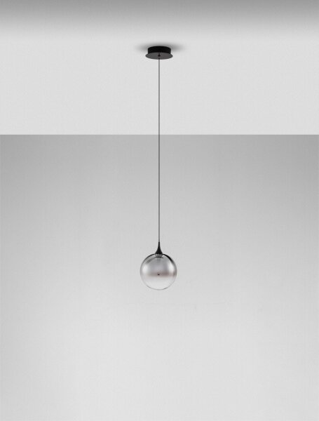 LED Hängelampe Schwarz Ø 16 cm Glas rund warmweiß NEVILLE