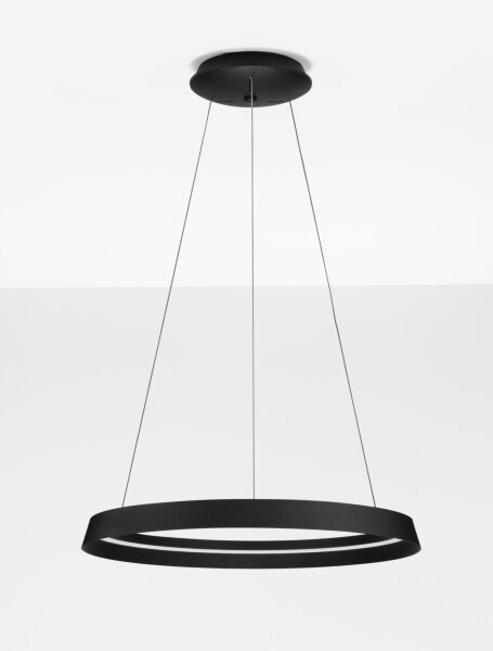 LED Hängelampe Ø 60 cm Schwarz dimmbar höhenverstellbar Ring