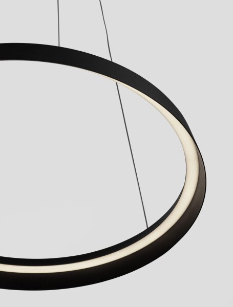 LED Hängelampe Ø 60 cm Schwarz dimmbar höhenverstellbar Ring