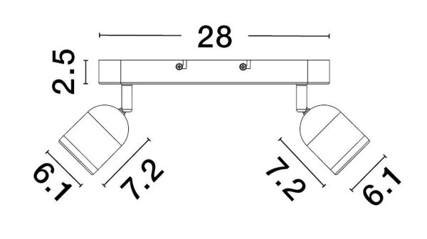 Spotleuchte Schwarz 28 cm lang GU10 schwenkbar Metall NOELLE