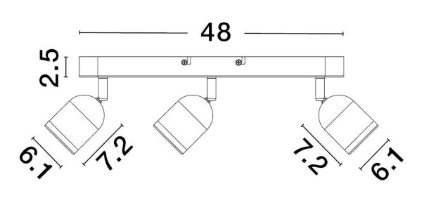 Deckenlampe Weiß 48 cm lang GU10 schwenkbar Metall 3 flammig