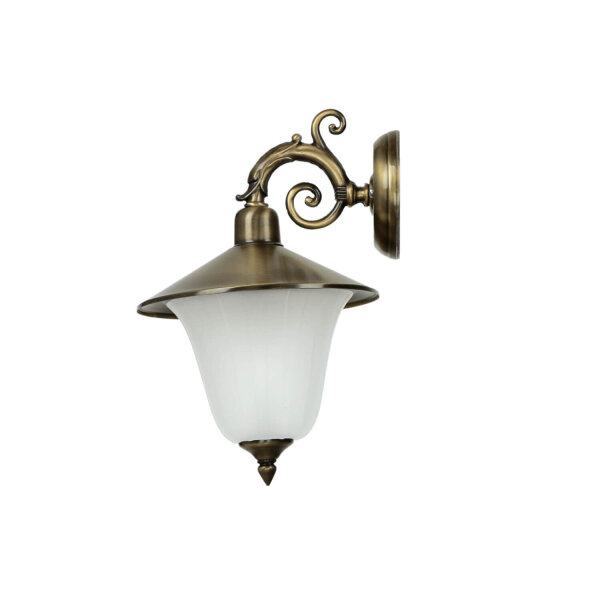 Lampe dextérieur murale en laiton antique avec abat-jour en verre