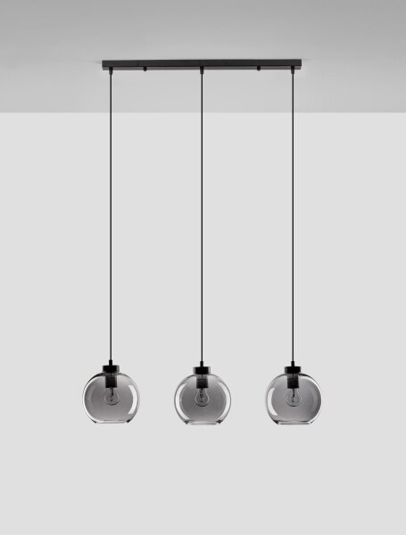 Pendelleuchte E27 84 cm lang Schwarz Grau höhenverstellbar