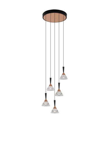 LED Hängelampe in Schwarz Roségold 32 cm breit dimmbar OGDEN