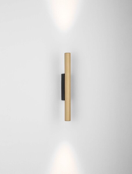 LED Wandlampe Up Down 30 cm hoch in Schwarz Gold warmweiß