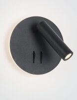 LED Wandspot Schwarz Metall schwenkbar 14 cm...