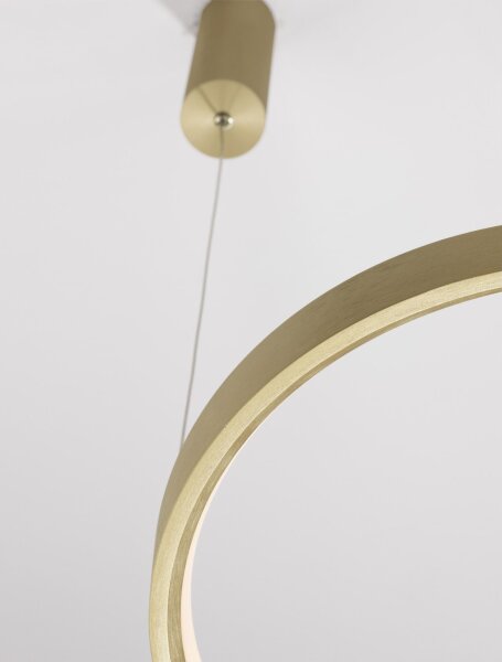 LED Pendelleuchte Ring Ø 40 cm in Gold gebürstet dimmbar