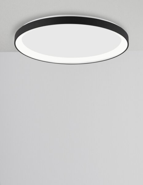 LED Deckenlampe rund Ø 58 cm Schwarz dimmbar warmweiß flach