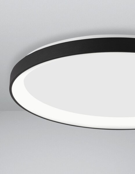 LED Deckenlampe rund Ø 58 cm Schwarz dimmbar warmweiß flach