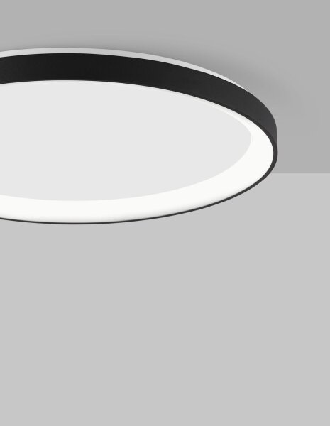 LED Deckenlampe Schwarz Ø 48 cm dimmbar flach warmweiß