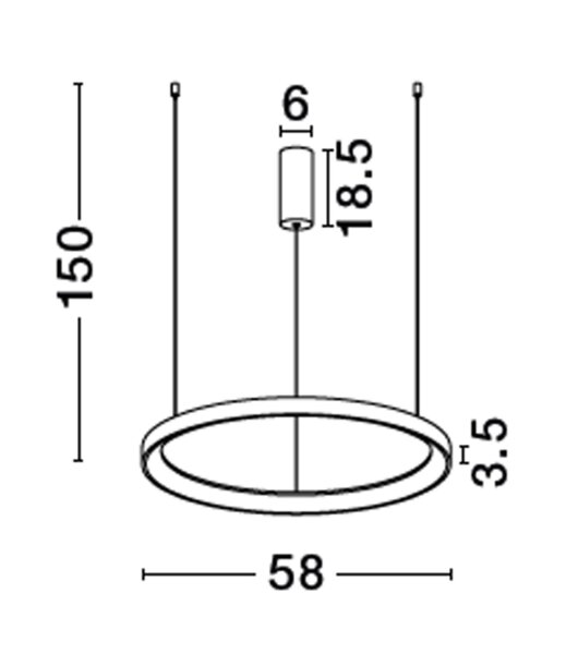 LED Pendelleuchte Ø 58 cm dimmbar Schwarz höhenverstellbar