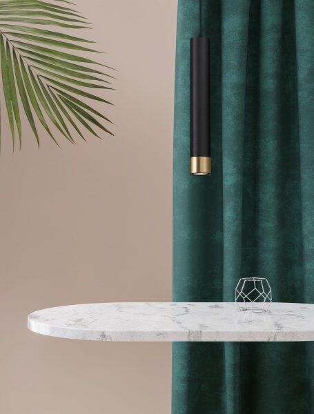 Pendelleuchte schmal GU10 Ø 6 cm in Schwarz Gold OTIS Modern