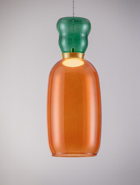 LED Hängelampe Ø 15 cm in Gold Orange Grün höhenverstellbar