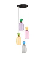 LED Hängeleuchte Schwarz Bunt 40 cm breit Glas...