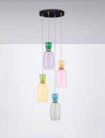 LED Hängeleuchte Schwarz Bunt 40 cm breit Glas...