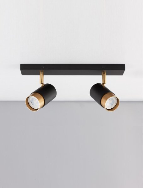 Deckenstrahler GU10 35 cm lang in Schwarz Gold schwenkbar